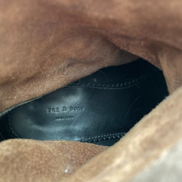 rag and bone | Brown Mercer Suede Slouch Ankle Boots - Size EU 37.5 - Picture 13 of 16